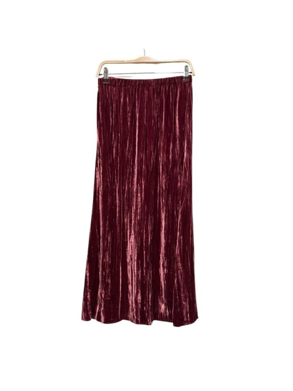 J Jill Sz S Berry Red Crushed Velvet Maxi Skirt Boho Romantic Whimsigoth - Picture 2 of 7